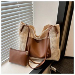 Bolsa de hombro tejida para mujer