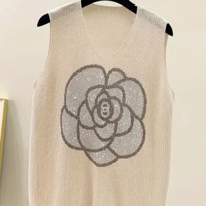 Top de Punto "Flor" Nude cuello V