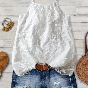 Top "Gardenia" Bordado Floral Blanco