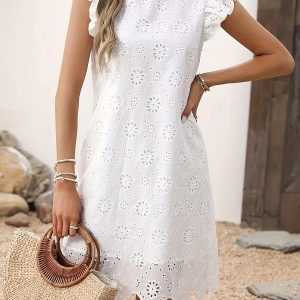 Vestido "Alba"  Blanco Bordado Romántico