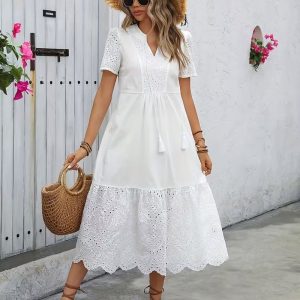 Vestido Midi Azahar Bordado Calado
